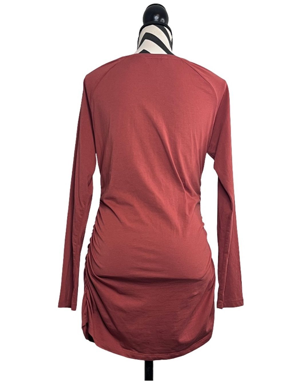 Sundance Boho V-Neck Clay Runched Side Long-Sleeve Tunic Top Sz M - Picture 2 of 10